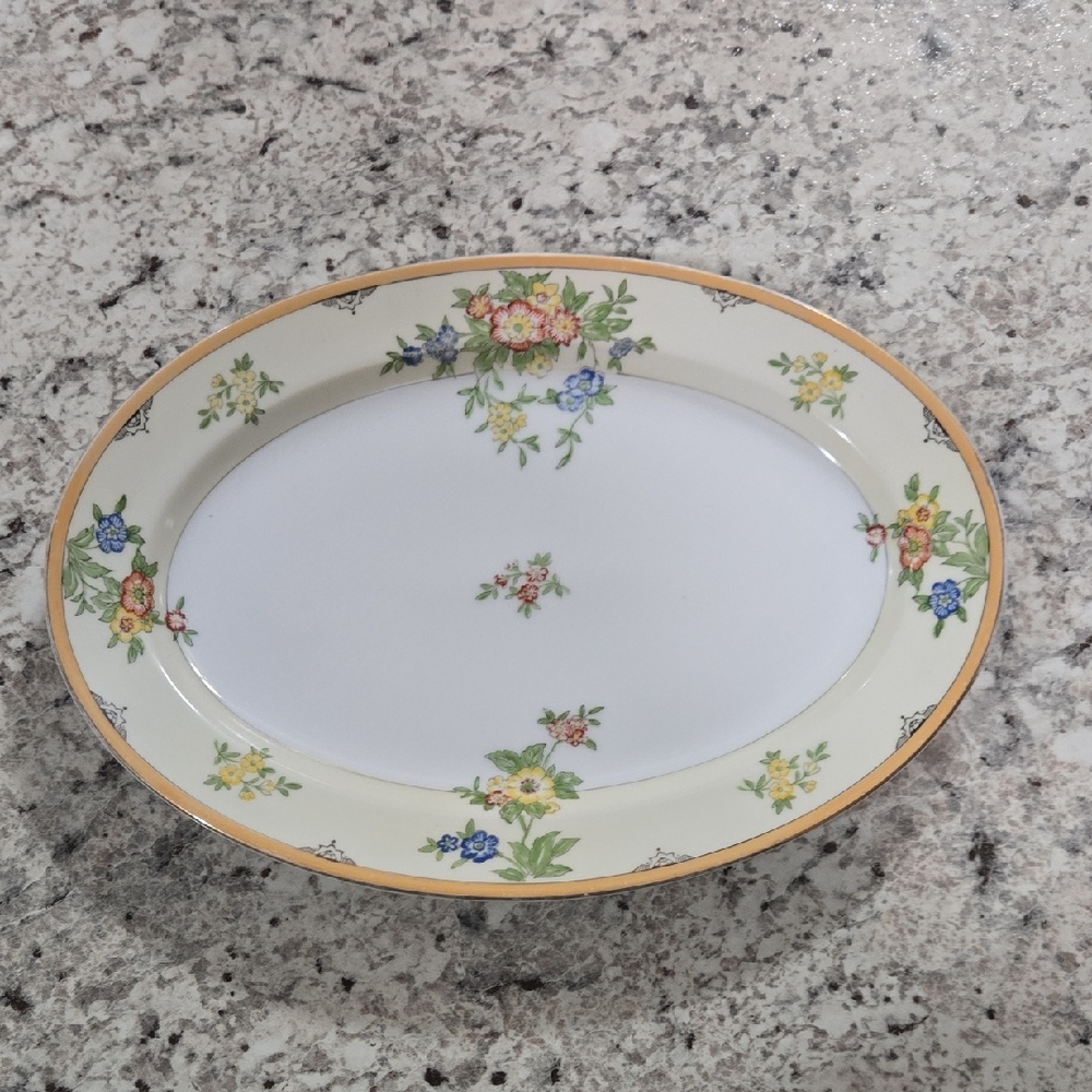 Meito Vintage 1950 Charming Floral Oval Platter